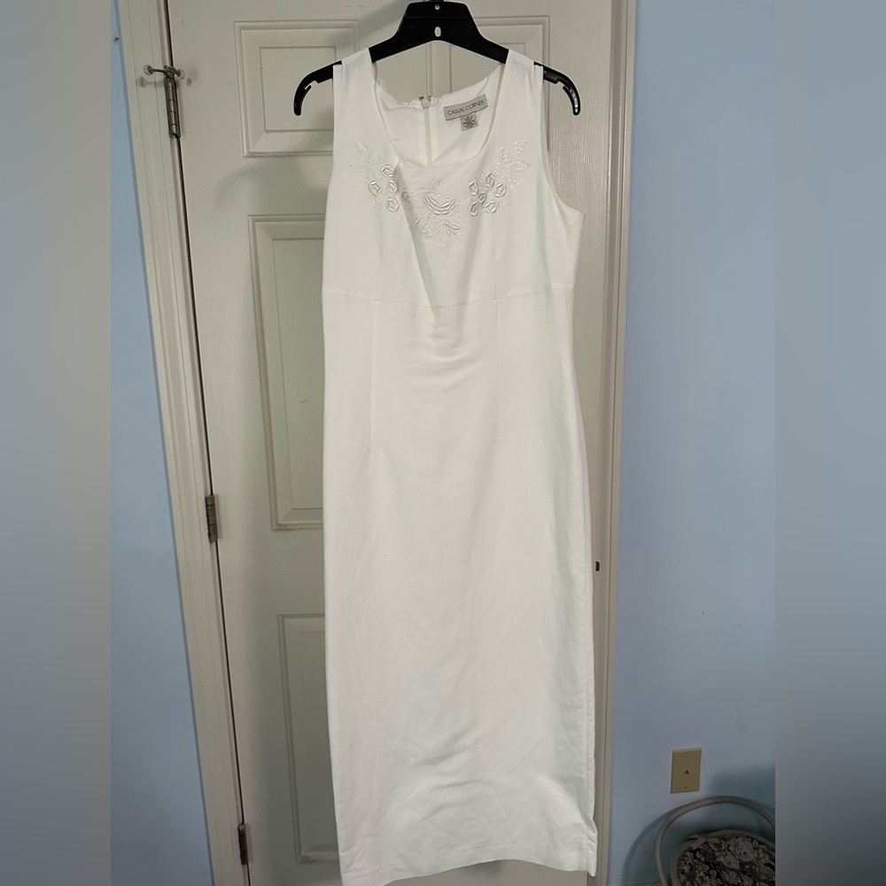 White ankle length fitted dress